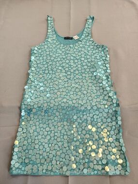 VENUS Woman's Aqua Sequin Tank Dress